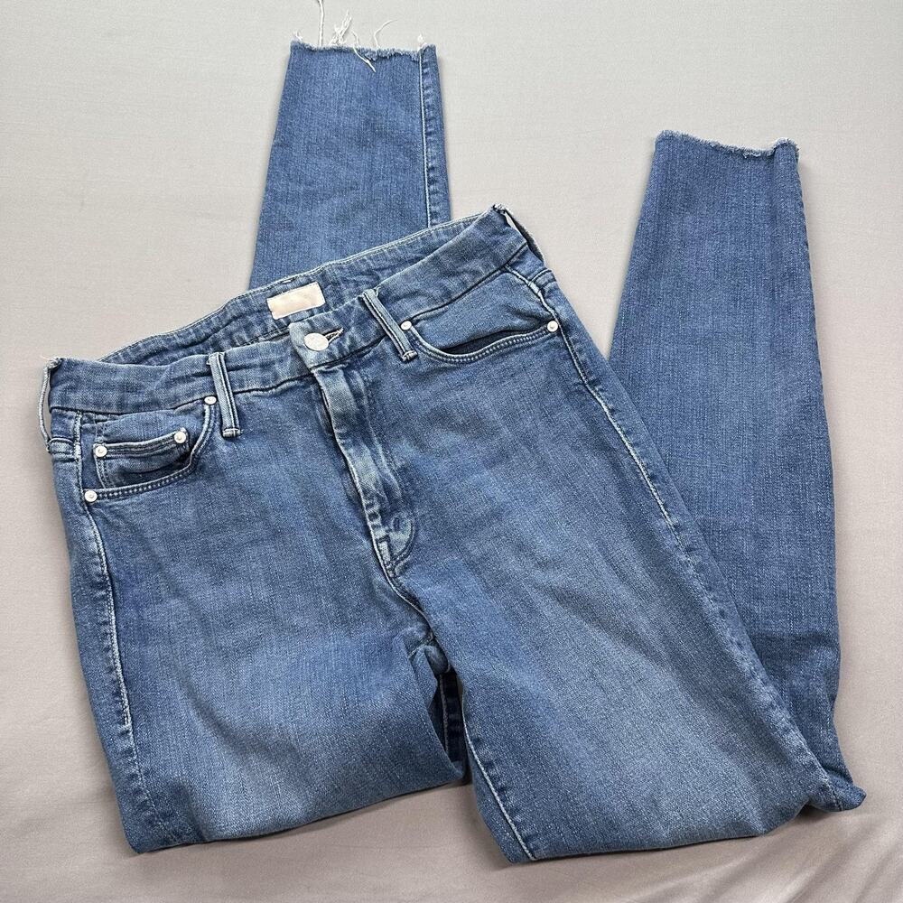 Mother Jeans Womens 26 Blue Looker Ankle Fray Mid Rise Skinny Raw Hem Stretch